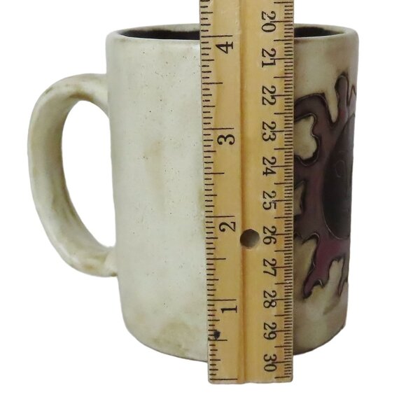 Handcrafted Mara Mexico Ceramic Coffee Tea Mug with Sun Face Design 4"tall EUC - Picture 9 of 11